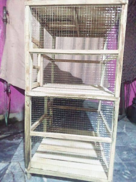 New beautiful wooden double portion cage for sale 2
