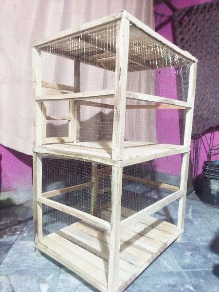 New beautiful wooden double portion cage for sale 4