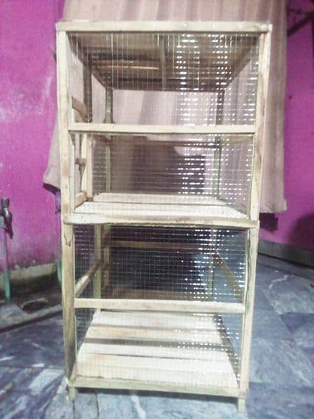 New beautiful wooden double portion cage for sale 5