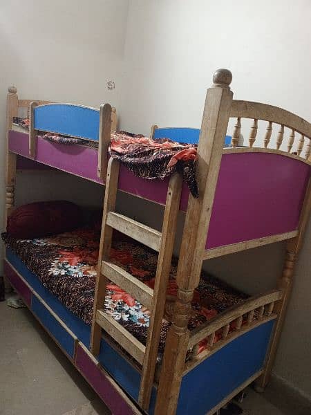 children double story bed ha with a drawer and stair. 0317*3032*394 1
