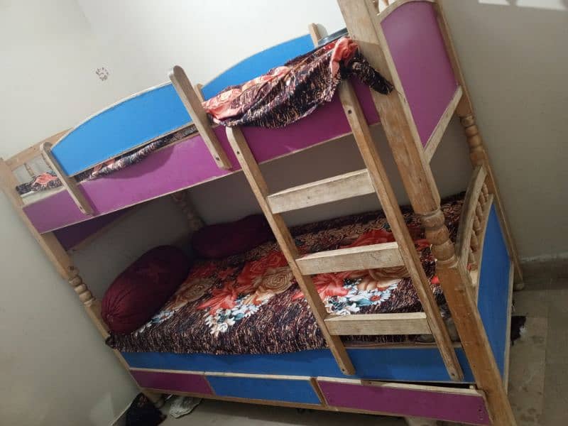 children double story bed ha with a drawer and stair. 0317*3032*394 2