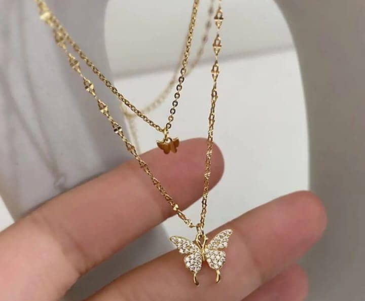 : Double Layered Butterfly Design necklace contact03349942694 to order 1