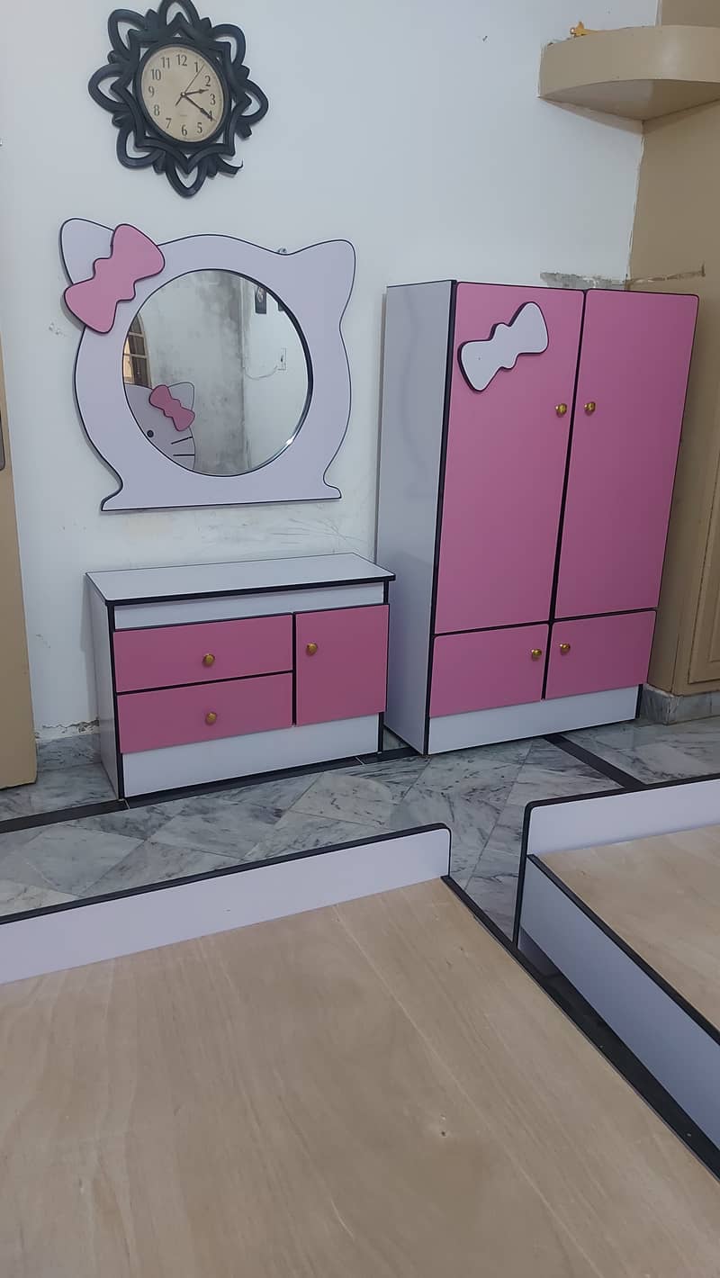 Kid's Bed with Mattress Dressing table and Cupboard For Sale 4
