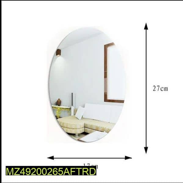 oval shaped wall mirror sticker, silver. 1
