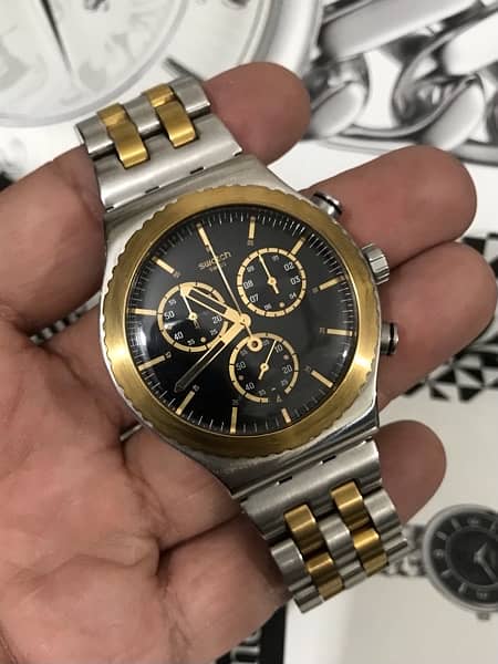 SWATCH-SWISS MADE-ROLEX STYLE-TWO TONE GOLD PLATED WATCH-RADO-OMEGA 0