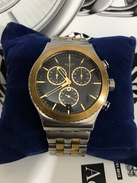 SWATCH-SWISS MADE-ROLEX STYLE-TWO TONE GOLD PLATED WATCH-RADO-OMEGA 1