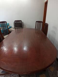 Six chairs with wooden dinning table