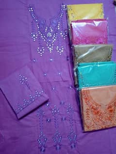 two piece cotton karhai embroidery wholesale 03087973820