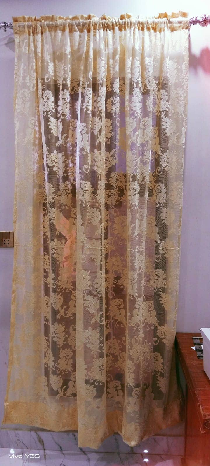 Off White Beautuful design Net Curtain 2