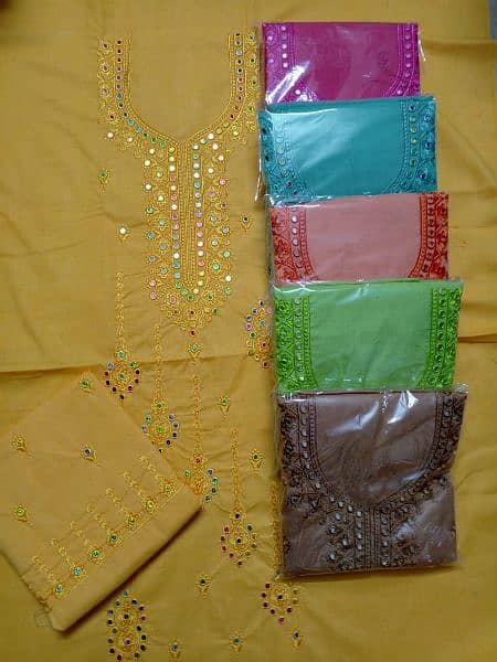 two piece cotton karhai embroidery wholesale 03087973820 12