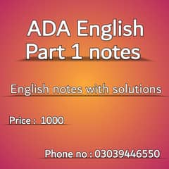 ADA Part 1 English notes