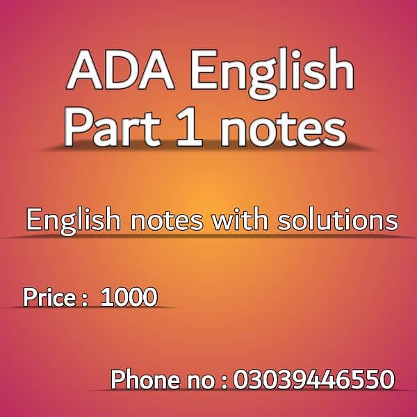 ADA Part 1 English notes 0