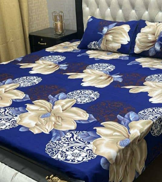 3pc crystal cotton printed double bed sheets 0
