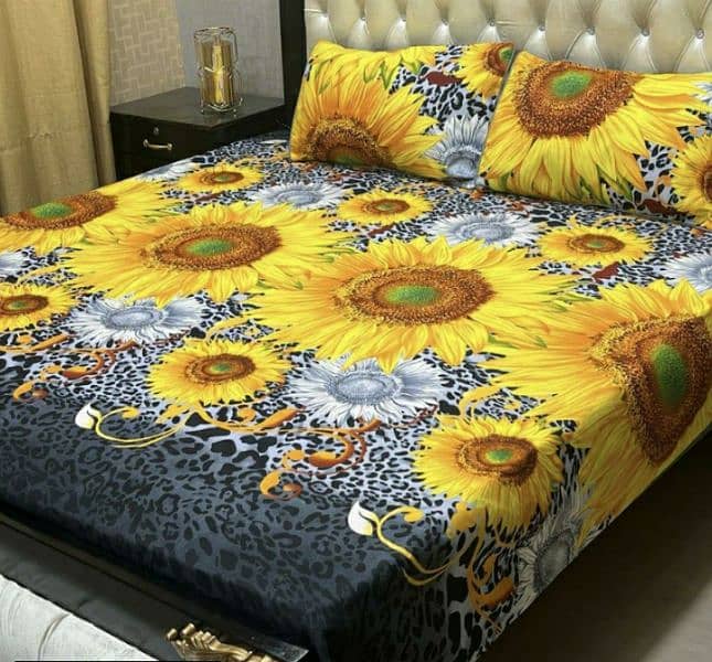 3pc crystal cotton printed double bed sheets 5