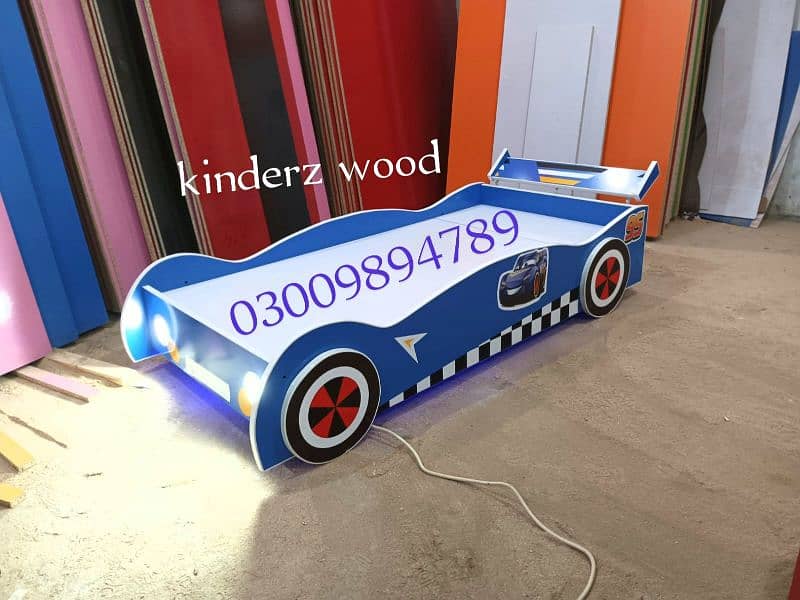 Kids car bed with front and floor LED lights 2