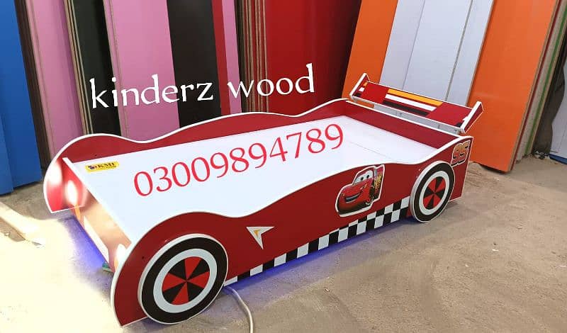 Kids car bed with front and floor LED lights 4