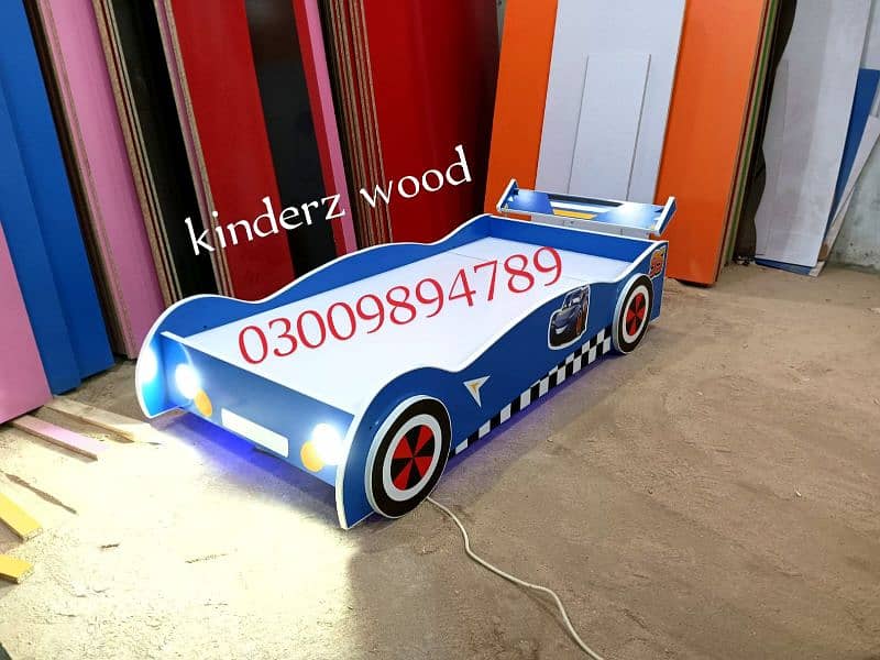 Kids car bed with front and floor LED lights 5