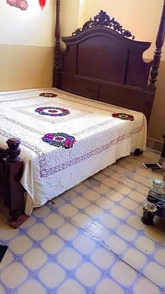 King size wood bed with mattress