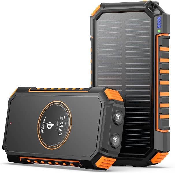 Hiluckey Wireless Solar Power Bank 26800 mAh Waterproof Solar Charger 0