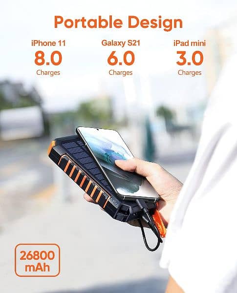 Hiluckey Wireless Solar Power Bank 26800 mAh Waterproof (Amazon) 2