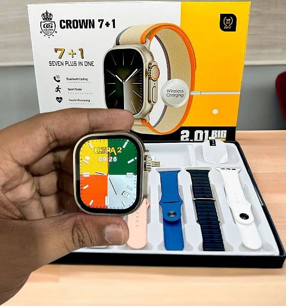 Apple Ultra-9 7Straps Luxury Smart Watch With Glass Protector 7