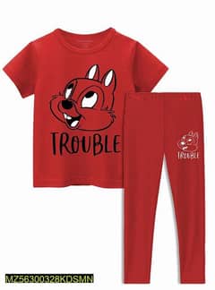 Kids Mania-Trouble Girls Summer Track Suit - Red