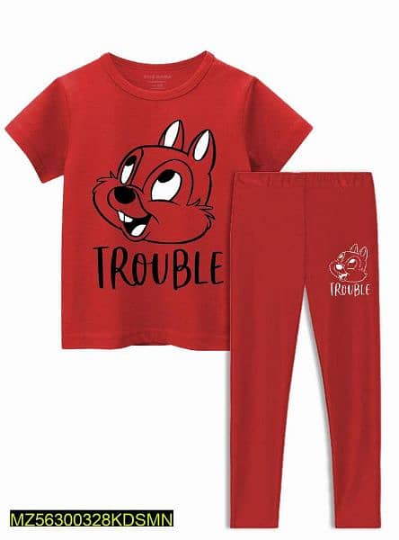 Kids Mania-Trouble Girls Summer Track Suit - Red 0
