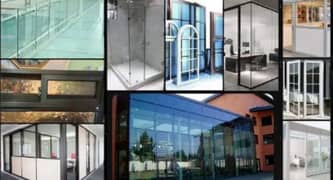 Aluminium works Lahore Glass partition Doors shower cabin