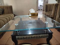 sofa set with dining glass table
