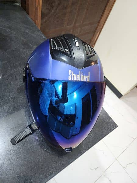 Steelbird Air Imported Helmet in Blue Color with Box and Silver Visor 5