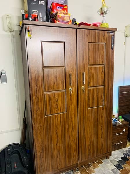 Single Bed 6.5x4 Ft with Mattress Side-Table and 2 Door Cupboard 4