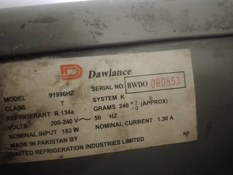 Dawlance fridge model 91996HZ used 6