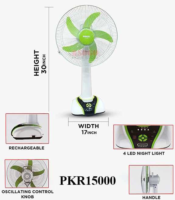 18 Inch Rechargeable Pedestal Fan | Charging Fan 7