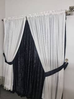 curtains black velvet and white