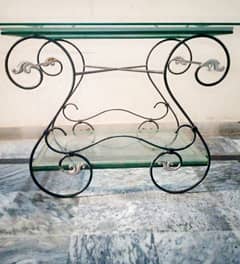Dining Table, Metallic, double glass