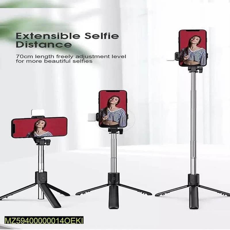 ENRG Selfie Stick With LED Light Wireless Bluetooth Foldable Mini Trip 4