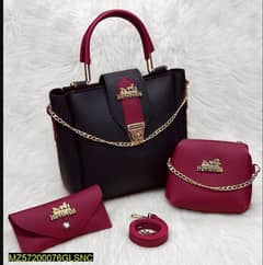 3 Pcs PU Leather Hand Bags
