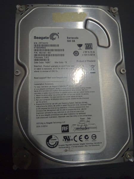Seagate HDD 500gb used but 10/10 0