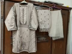 Embroidered three piece dress