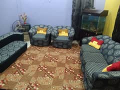 5 seater sofa set 25k, center table 6500 and sofa cum bed 15500