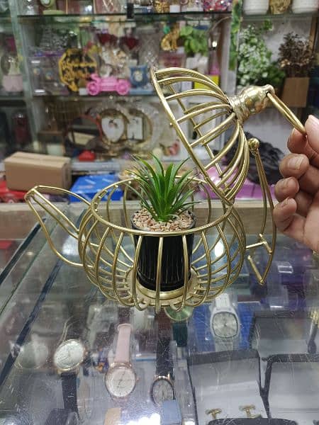 metal decoration item with ceramic cactus pot 1