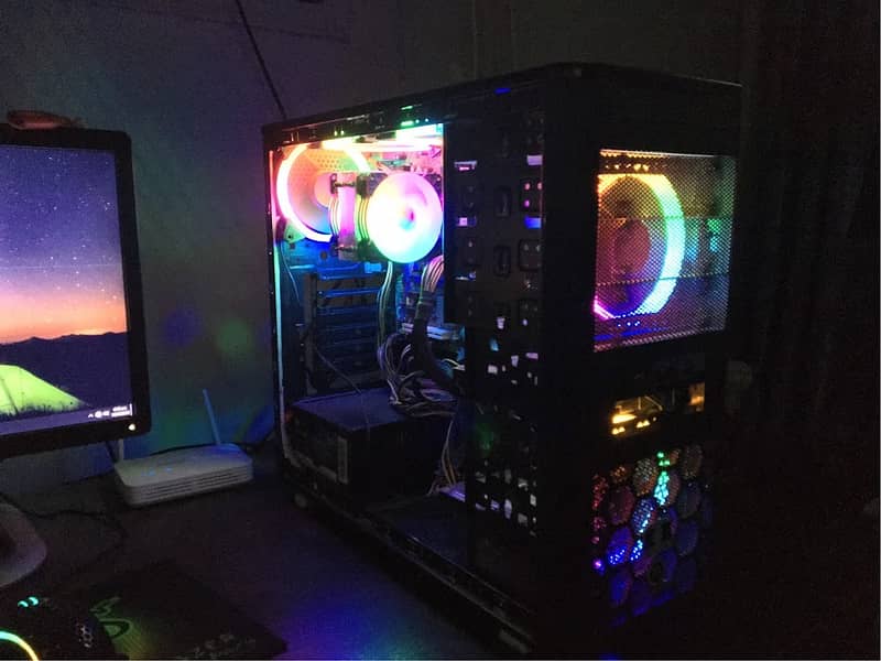 RGB pc case with 6 fans and dual fan cpu cooler 2