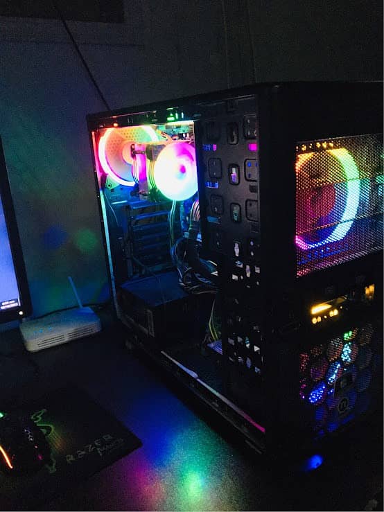 RGB pc case with 6 fans and dual fan cpu cooler 4