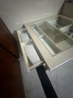 wood and look mirror Glass center table