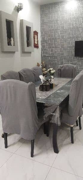 8 seater dining table with seat covers 2