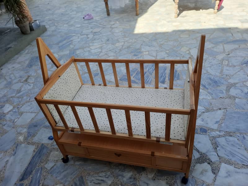 Wooden Baby Swinging Cart with Mosquito Net 0
