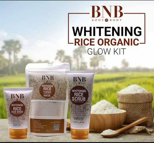 BNB Rice Extract Bright & Glow Kit Whitening Rice Organic Glow Kit 3