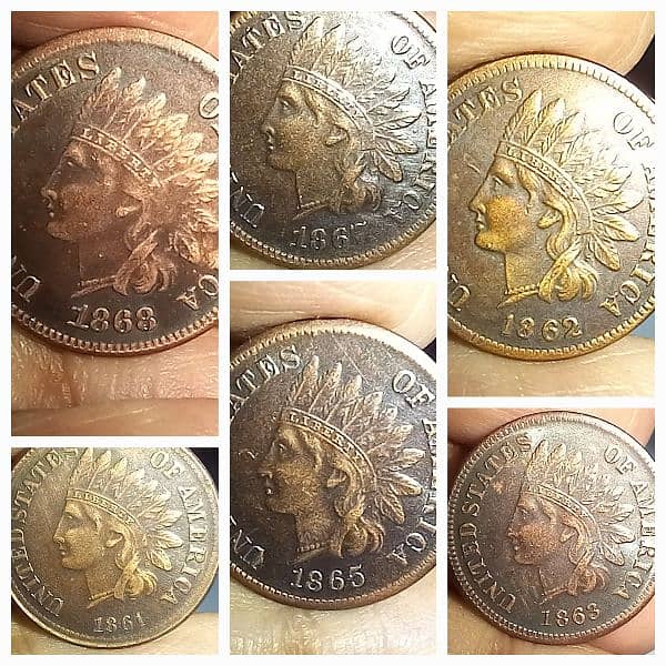 COLLECTION OF (6) USA INDIAN HEAD ONE CENT COINS, OLD COIN, RARE COIN 3