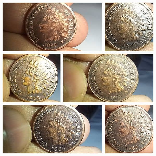 COLLECTION OF (6) USA INDIAN HEAD ONE CENT COINS, OLD COIN, RARE COIN 4
