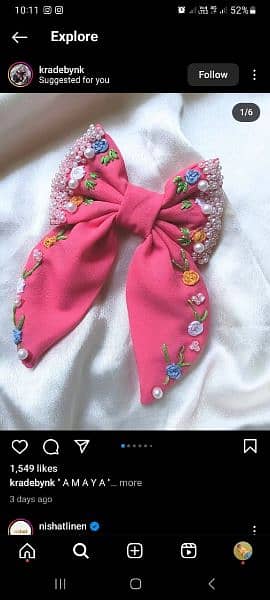 #hair bow fancy and embroidered # 1